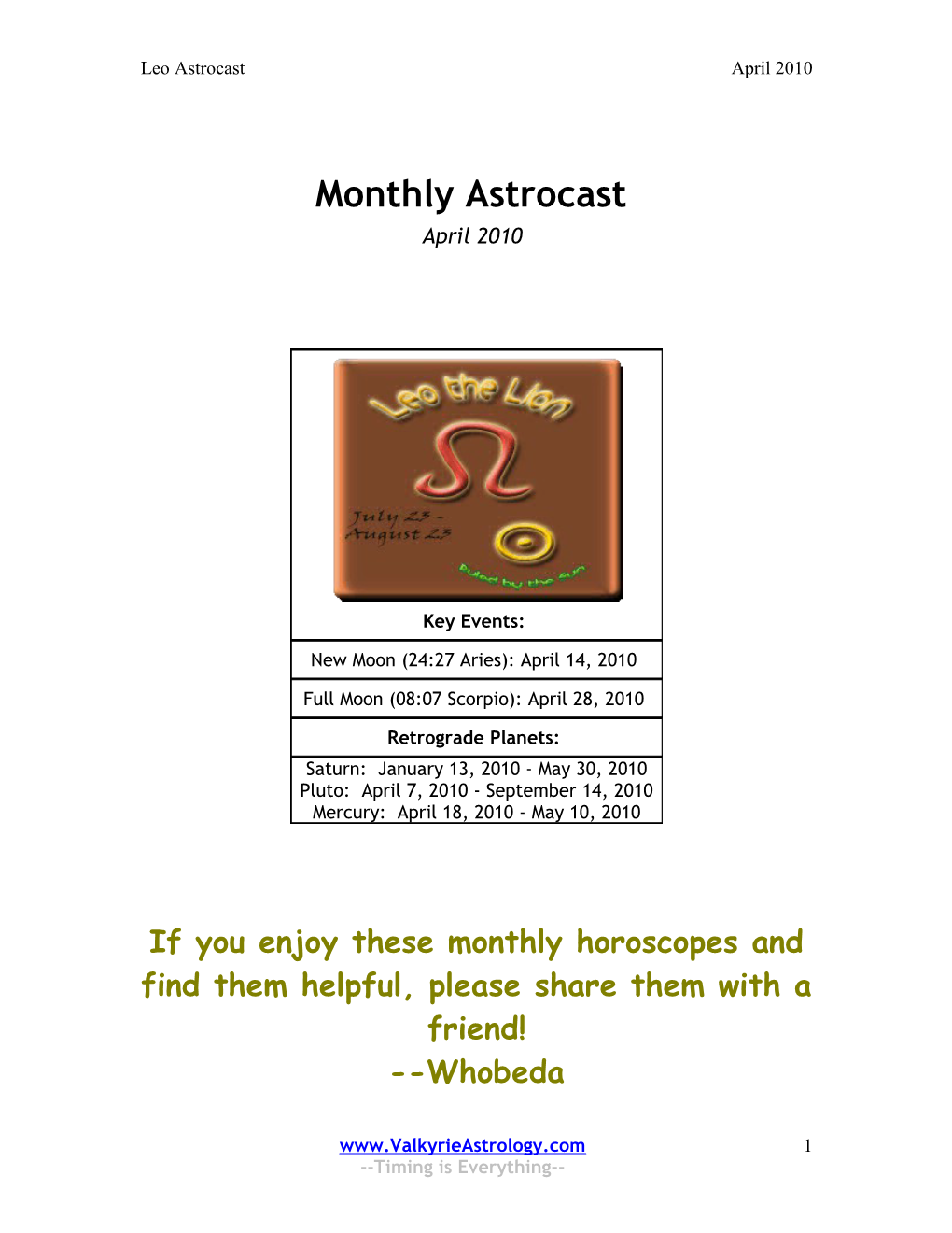 Monthly Astrocast