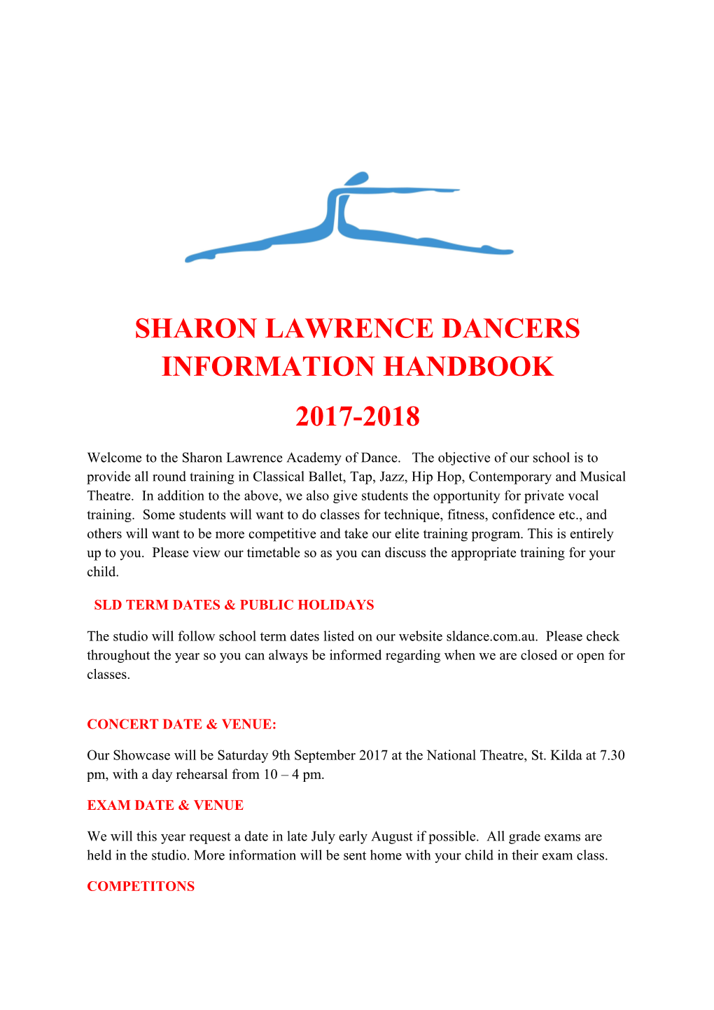 Sharon Lawrence Dancers Information Handbook
