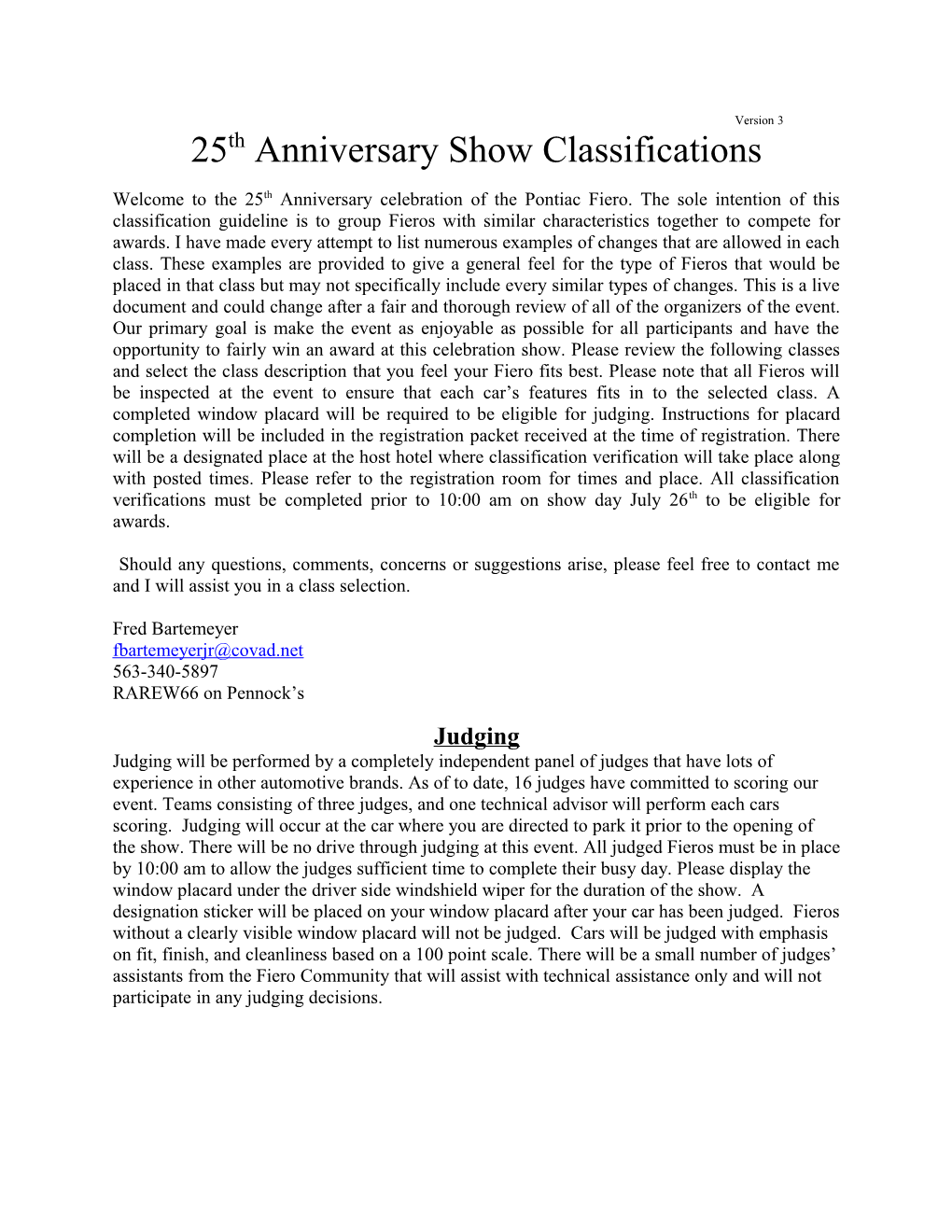 25Th Anniversary Show Classifications