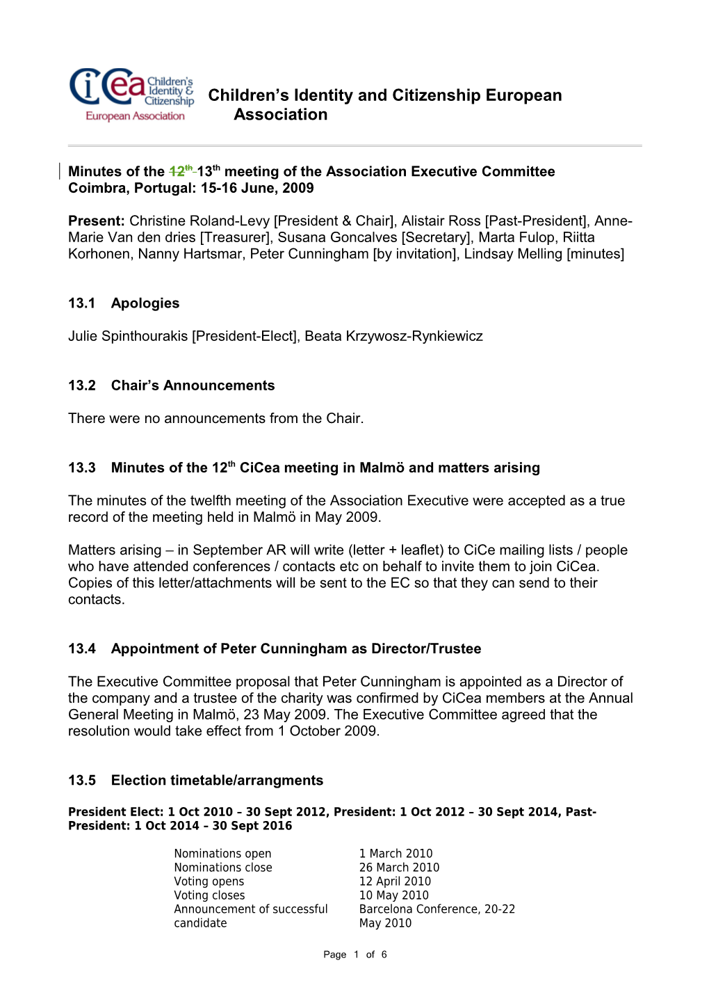 Minutes of the 3Rd Meeting of the Executive Committee