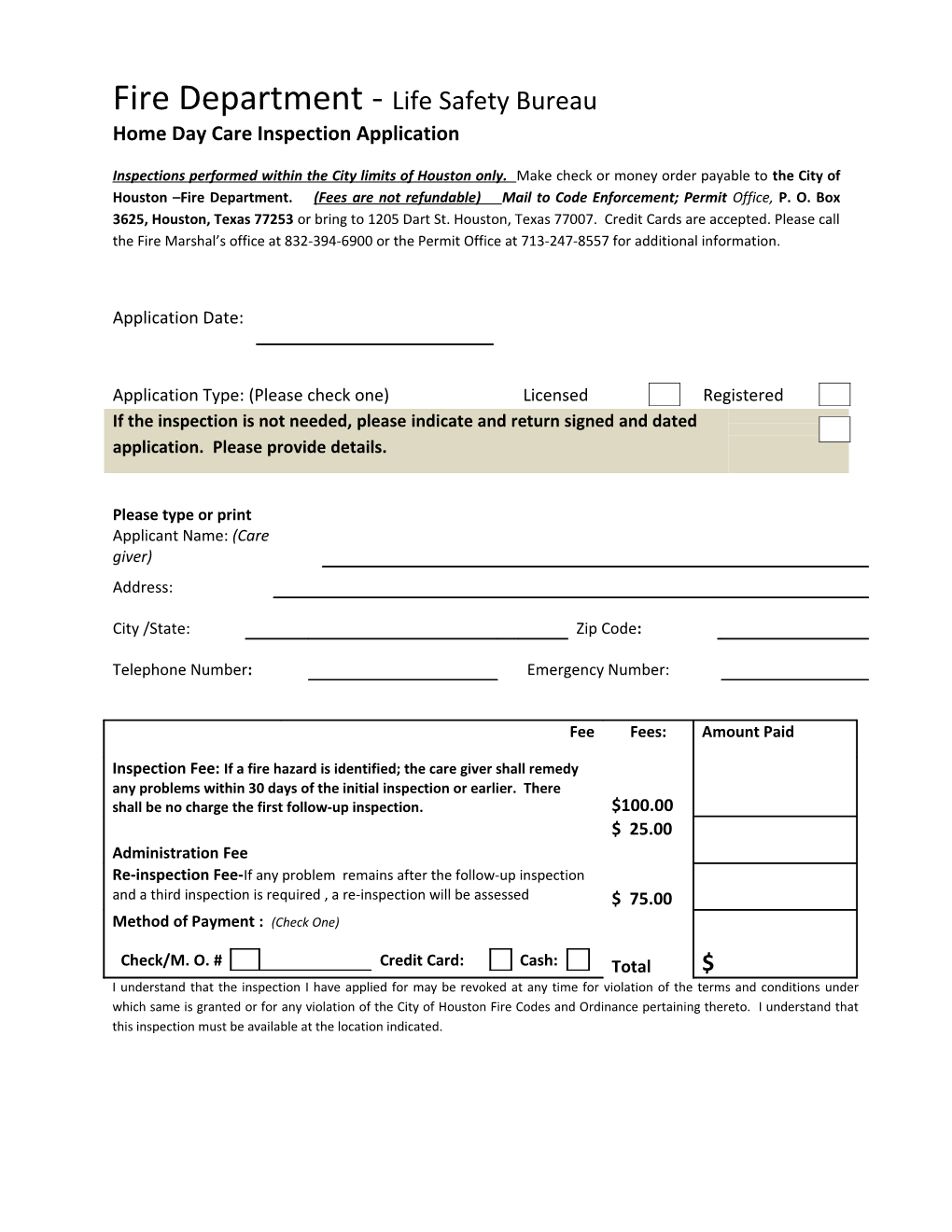 Home Day Care Inspection Application