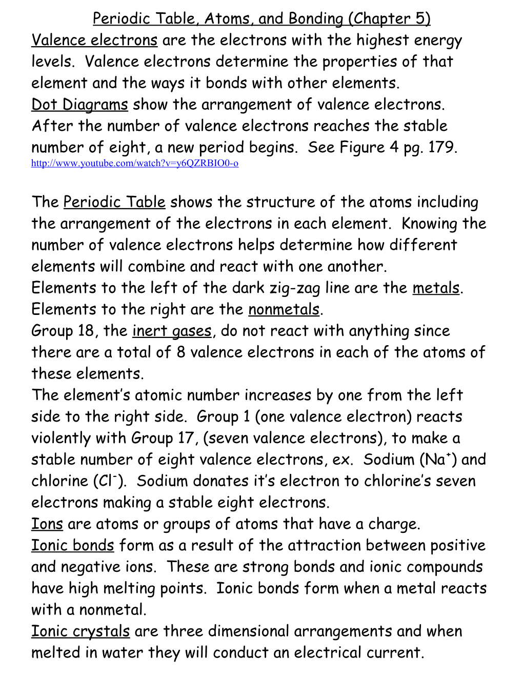 Periodic Table, Atoms, and Bonding