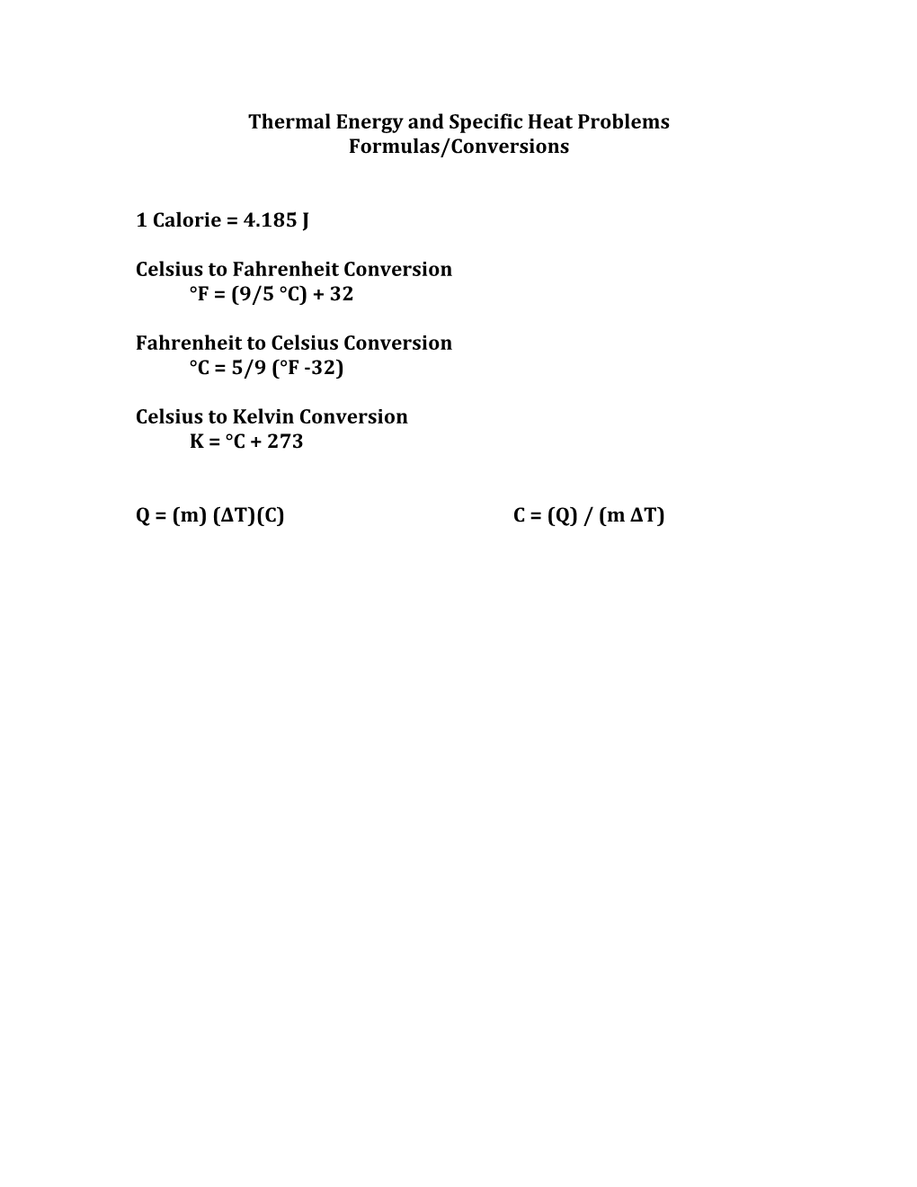 Thermal Energy and Specific Heat Problems