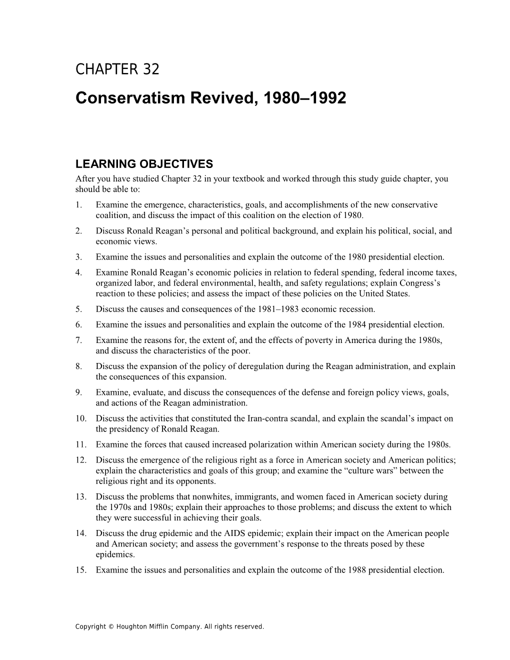 Chapter 32: Conservatism Revived, 1980 1992 517