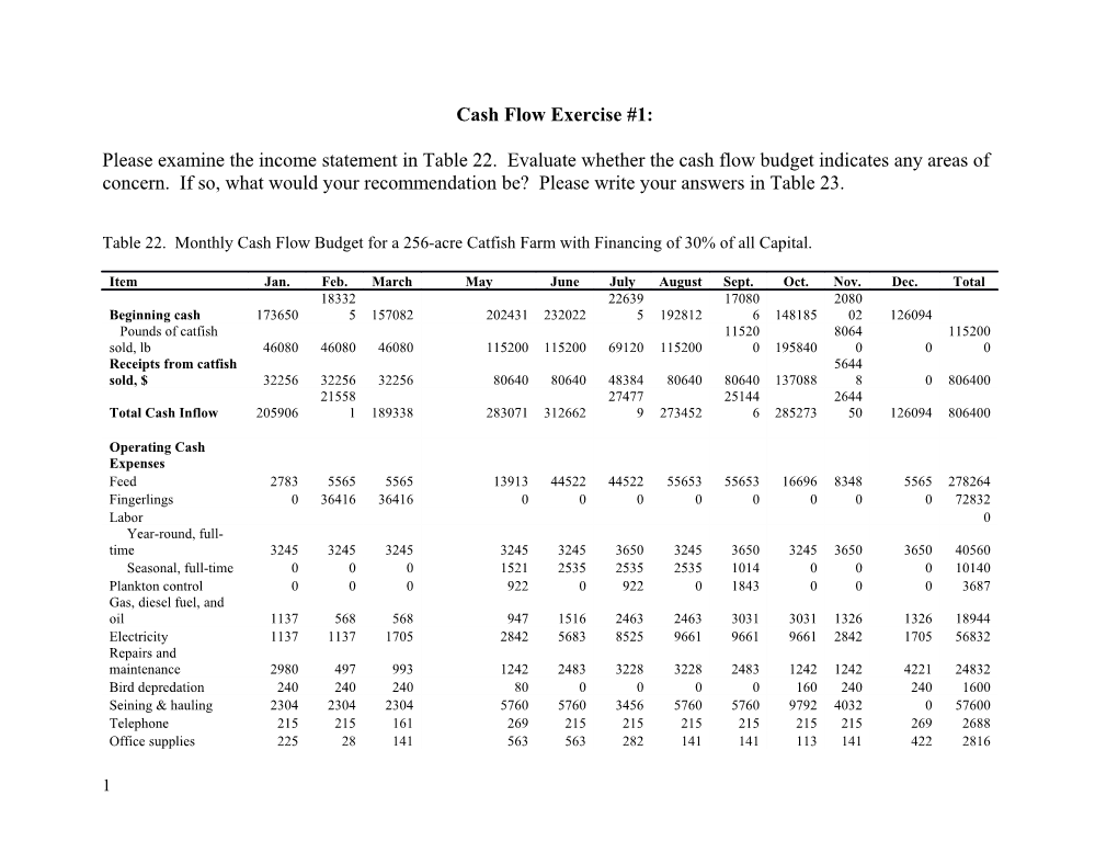 Cash Flow Exercise #1