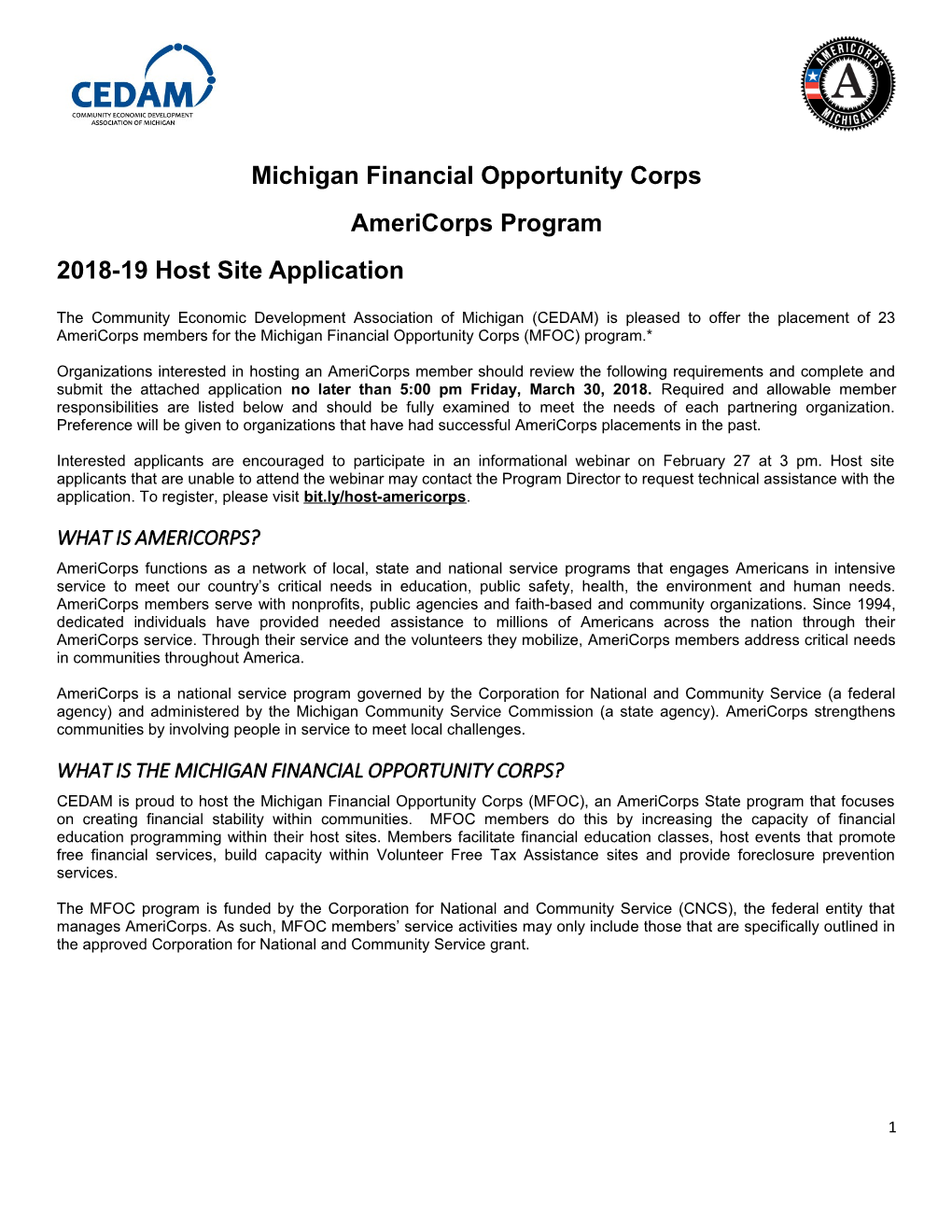 Michigan Financial Opportunity Corps