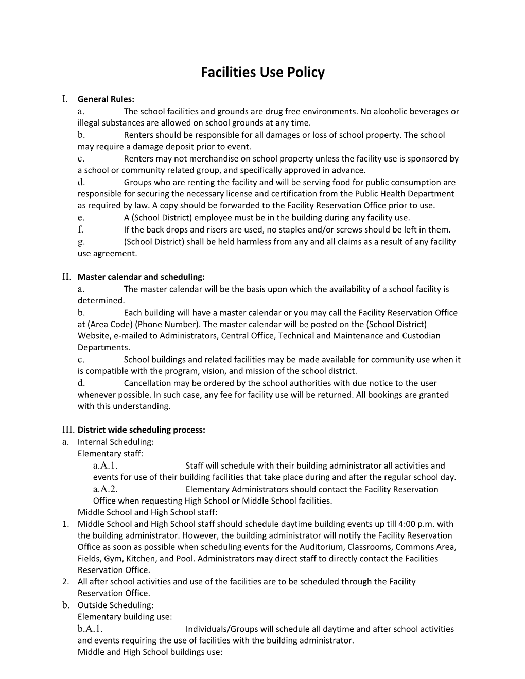 Chesaning Union School Facilities Guidelines