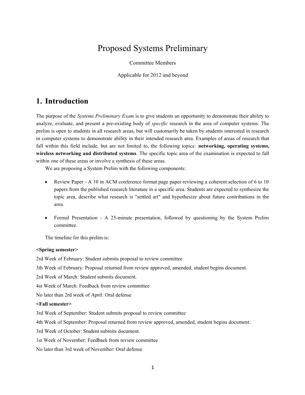 Proposed Systems Preliminary