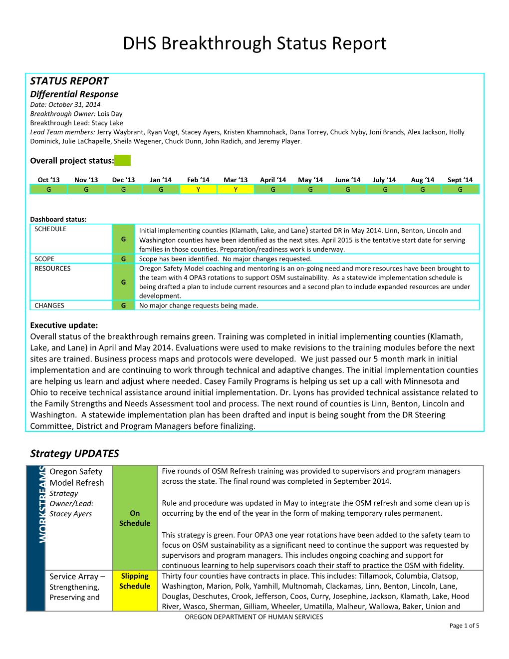 DHS Breakthrough Status - Updated