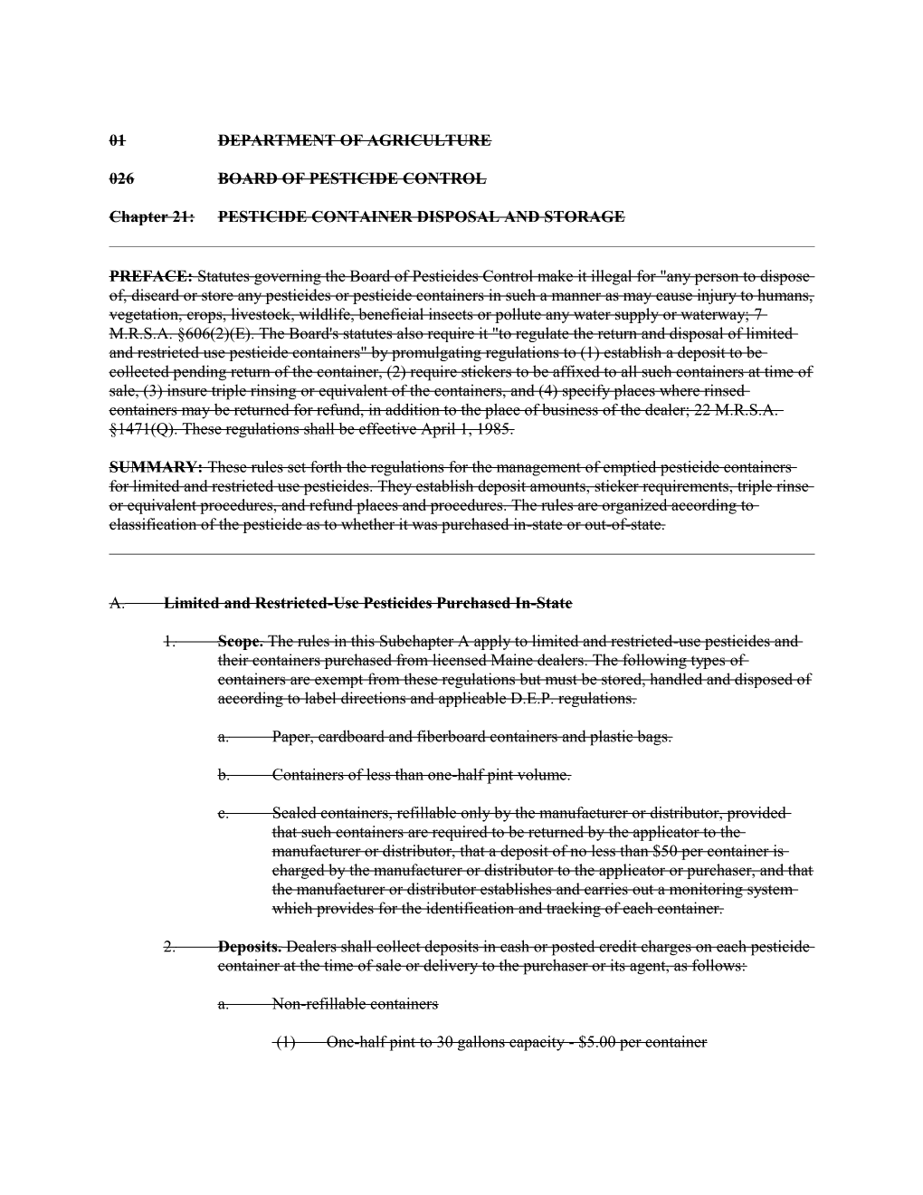 Chapter 21: PESTICIDE CONTAINER DISPOSAL and STORAGE