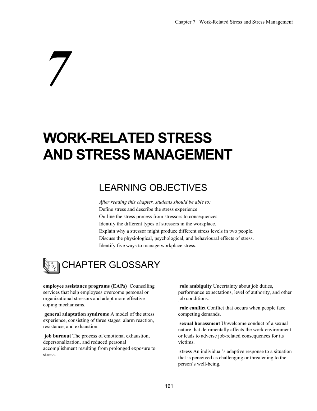 Chapter 7 Work-Related Stress and Stress Management
