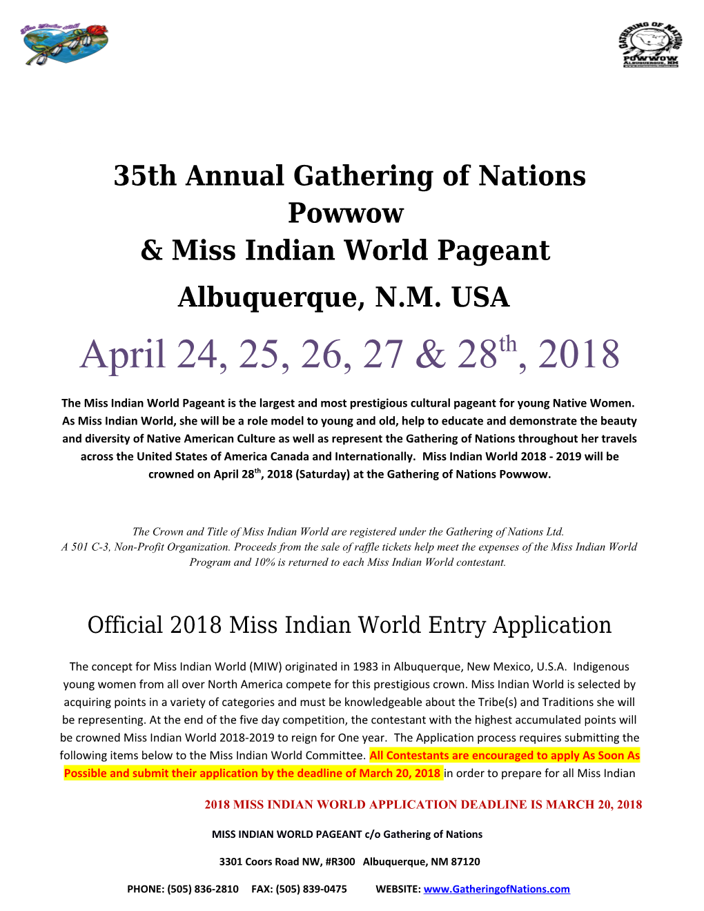 If You Have Any Questions Please Email the Miss Indian World Committee at