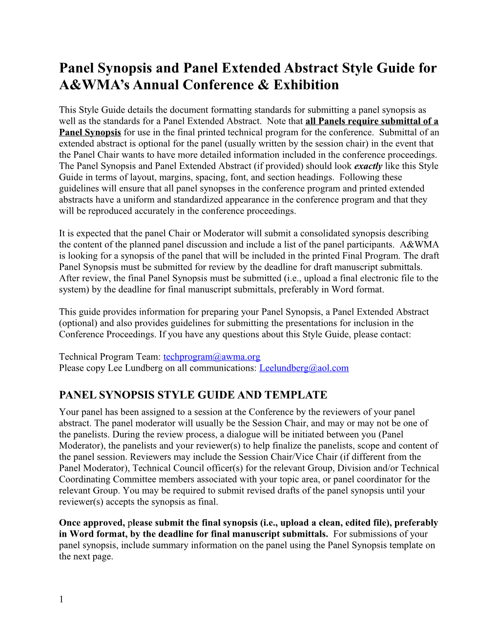 Extended Abstract Style Guide for A&WMA S 99Th Annual Conference & Exhibition