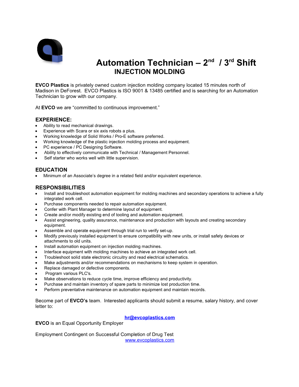 Automation Technician 2Nd / 3Rd Shift