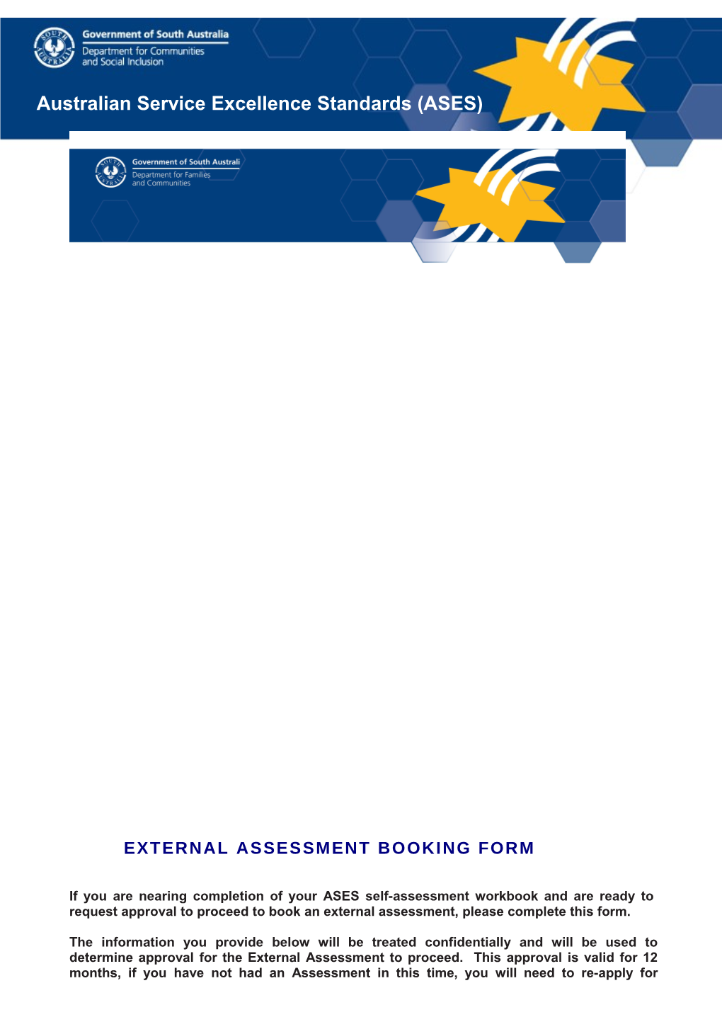 External Assessment Booking Form