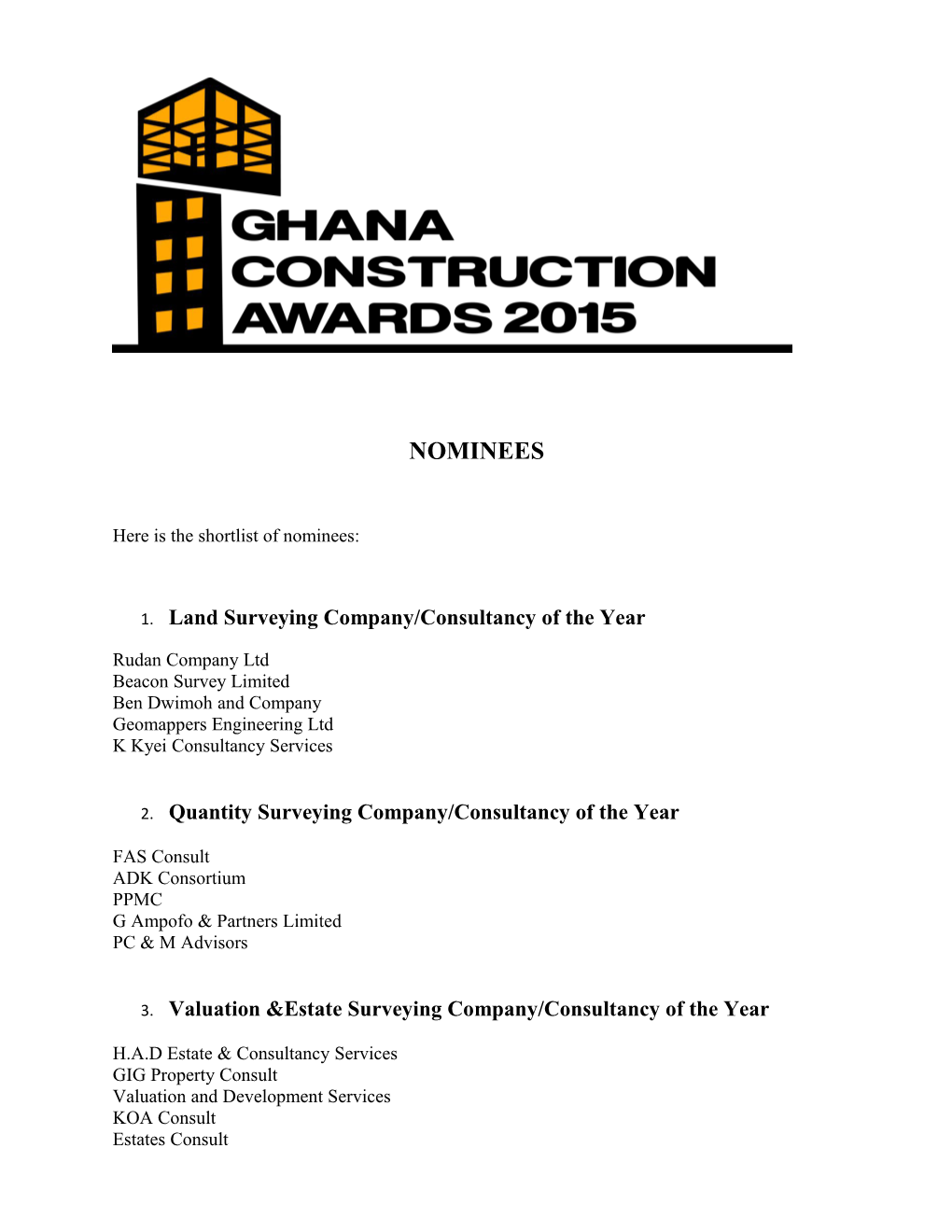 Here Is the Shortlist of Nominees