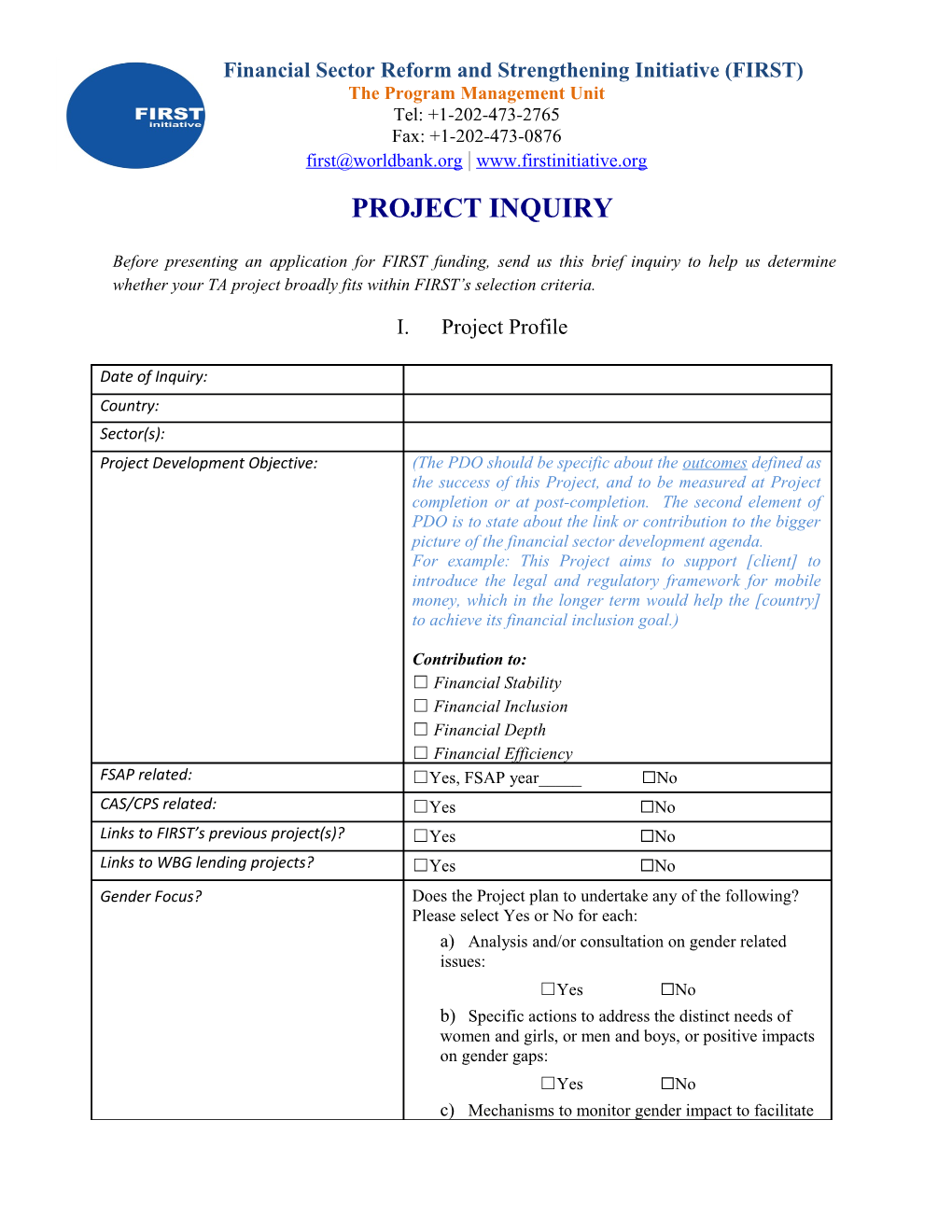 Project Inquiry