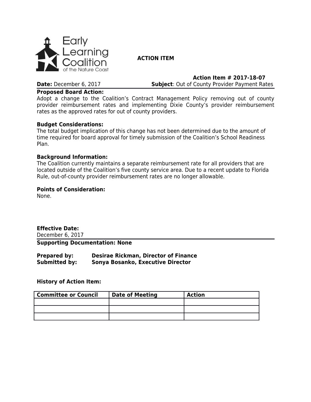 Date: December 6, 2017 Subject : out of County Provider Payment Rates