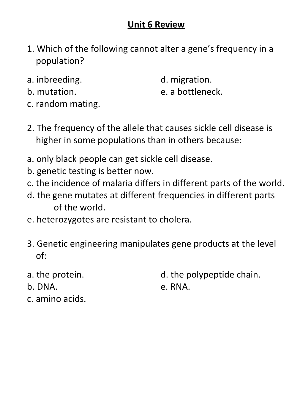 1. Which of the Following Cannot Alter a Gene S Frequency in A