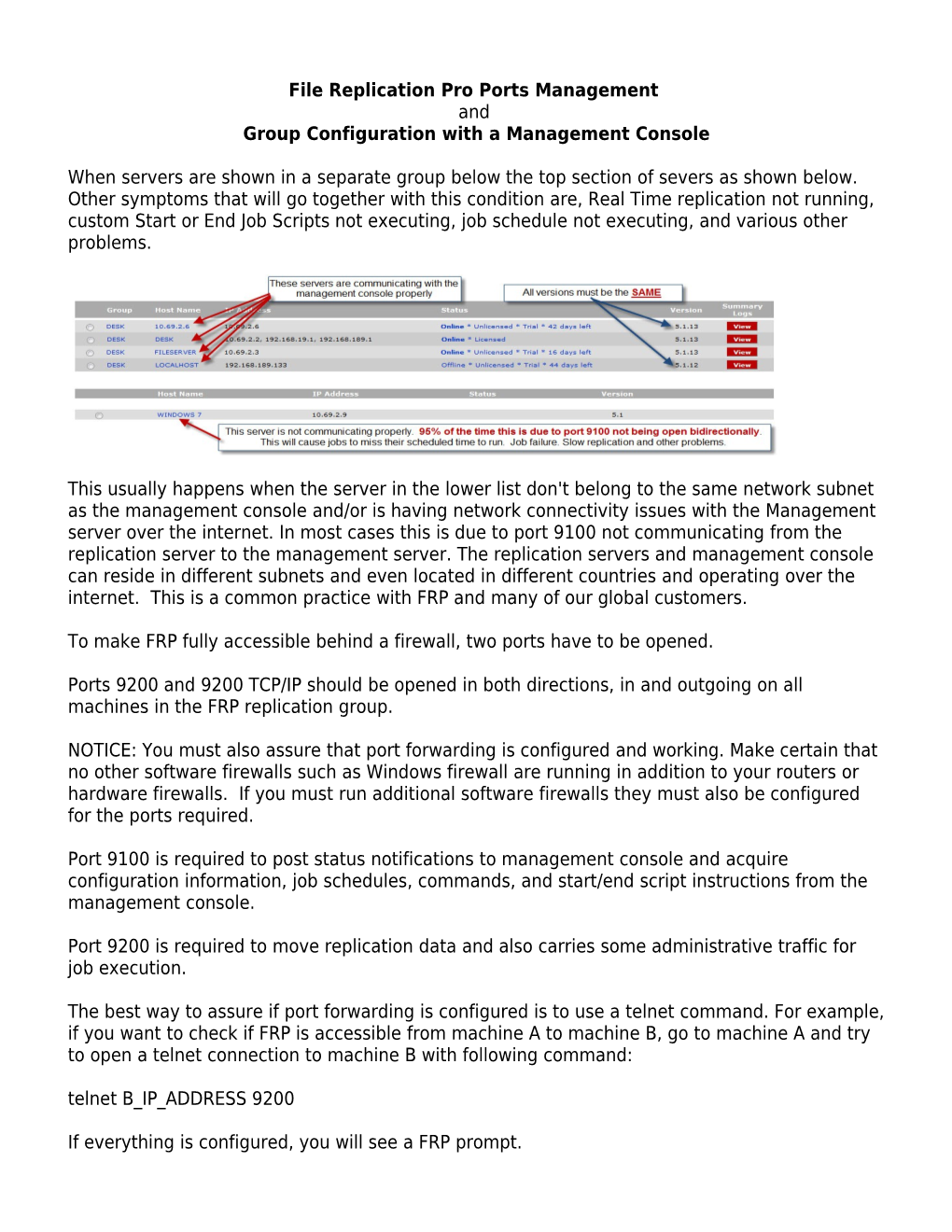 File Replication Pro Ports Management