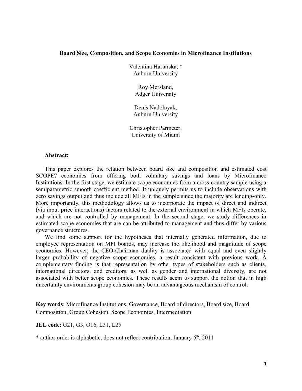 Board Size, Composition, and Scope Economies in Microfinance Institutions