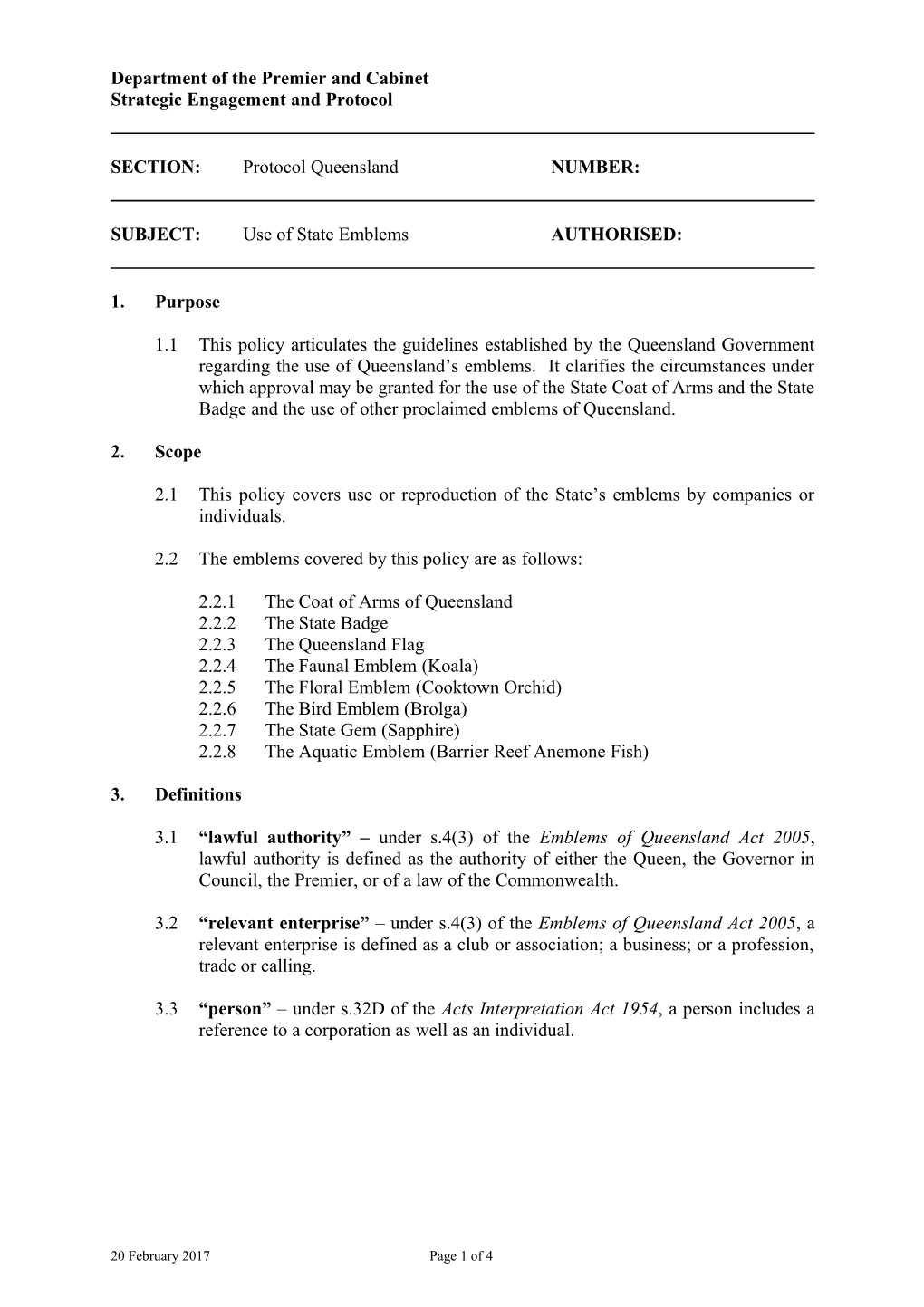 Use of State Emblems Policy