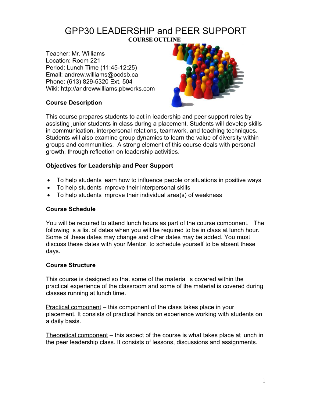 Course Overview- GPP30/F Leadership and Peer Support