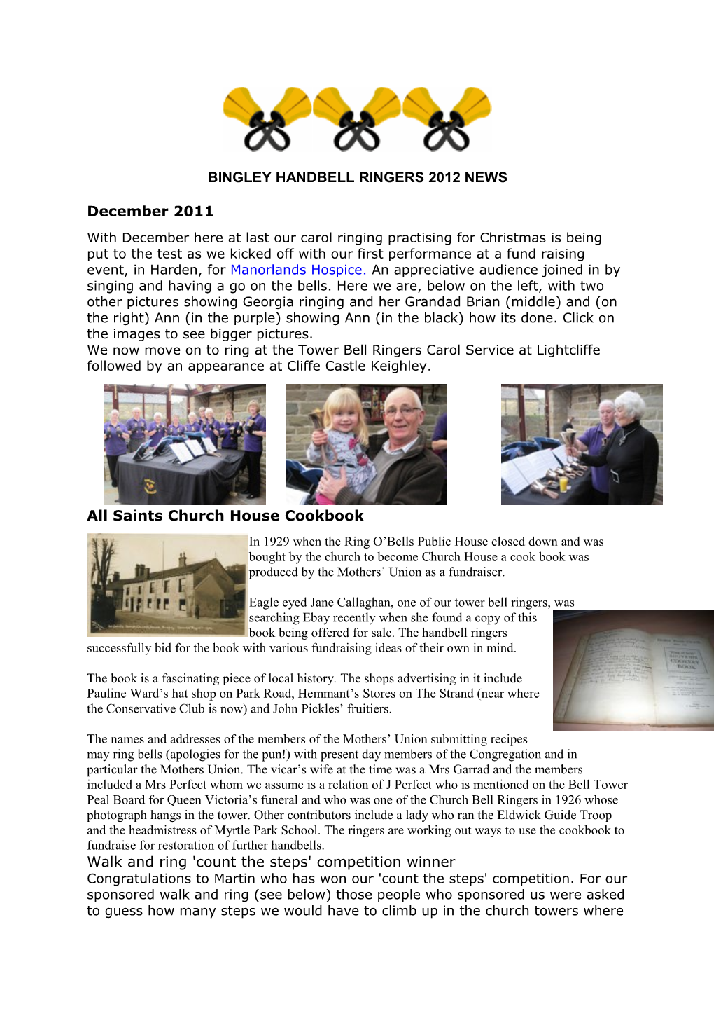Bingley Handbell Ringers 2012 News