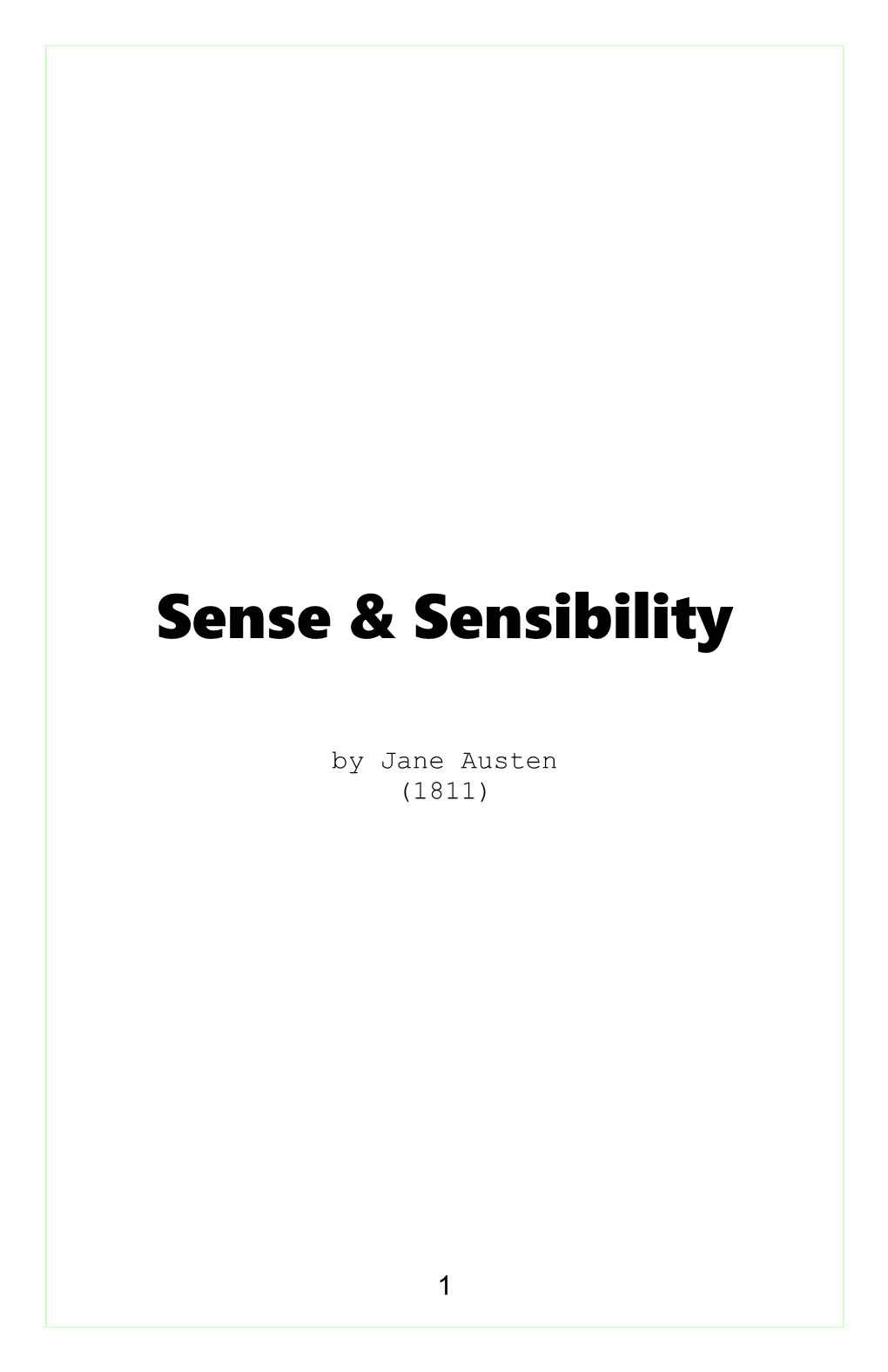 Sense & Sensibility