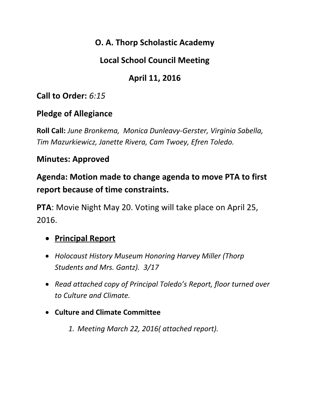 Local School Council Meeting