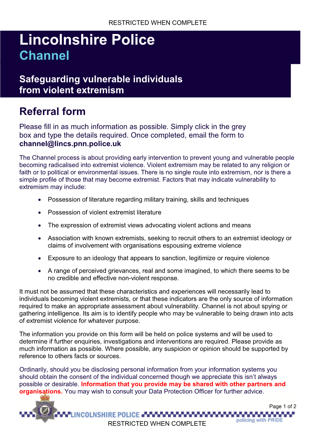 Safeguarding Vulnerable Individuals from Violent Extremism