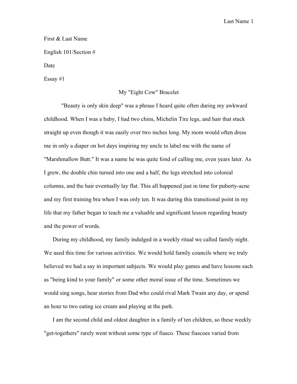 Example of a Personal Narrative Essay