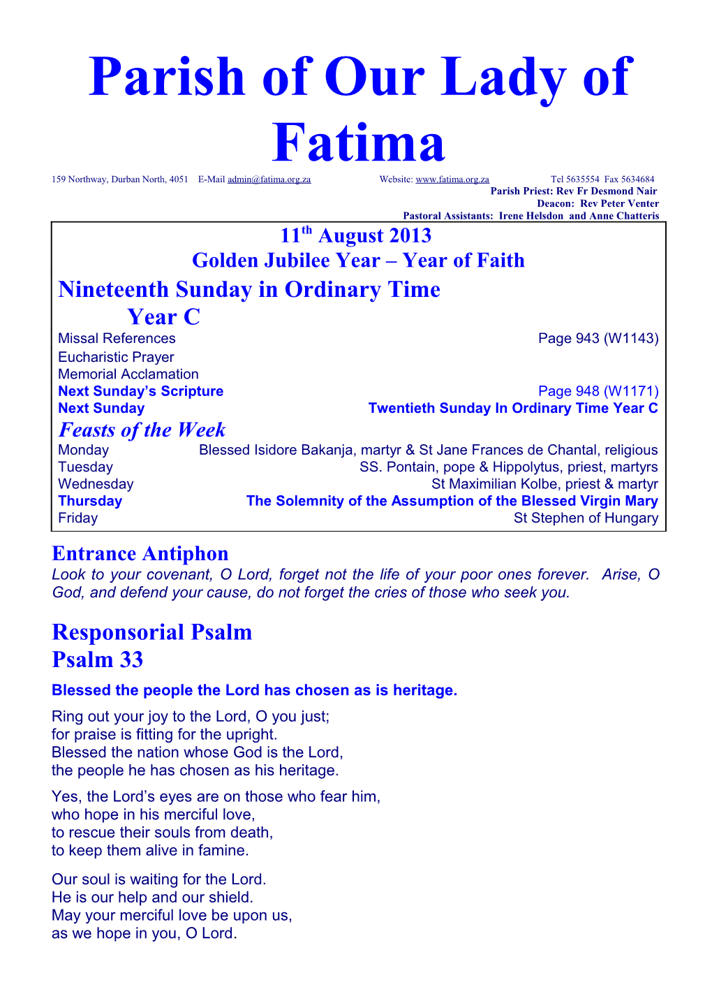 Parish of Our Lady of Fatima s1