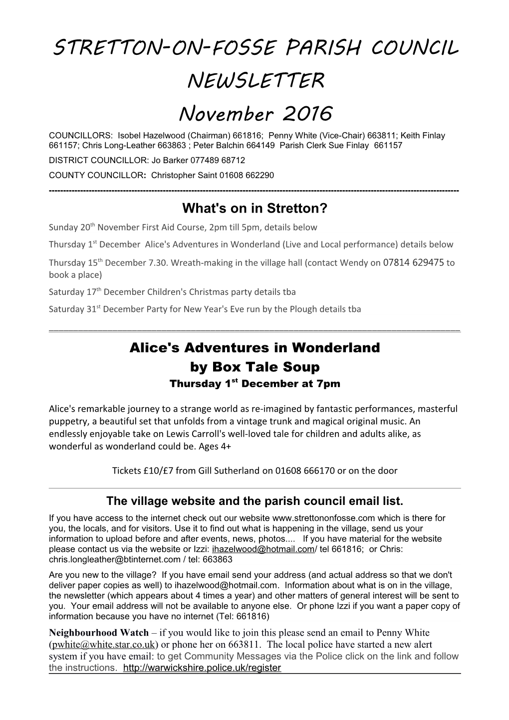 Stretton-On-Fosse Parish Council Newsletter