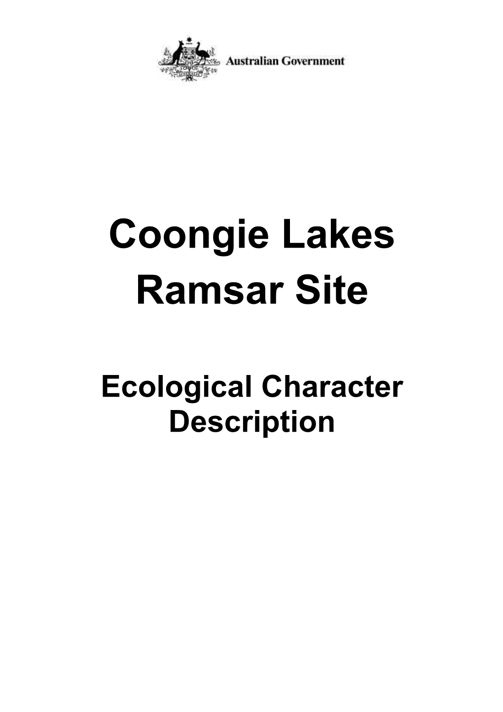 Coongie Lakes Ramsar Site Ecological Character Description