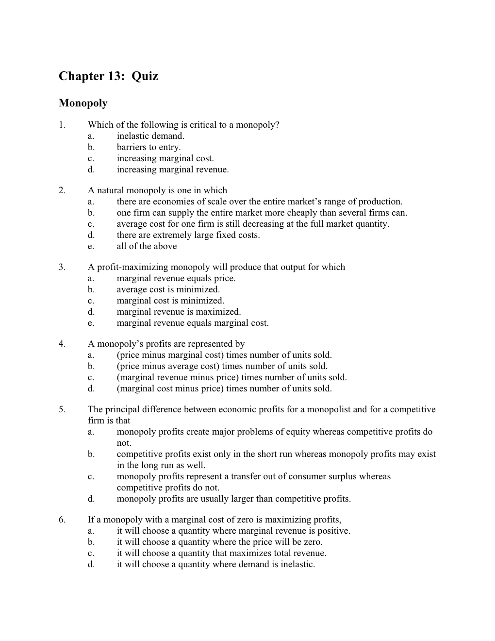 Chapter 14/Traditional Models of Imperfect Competition 3