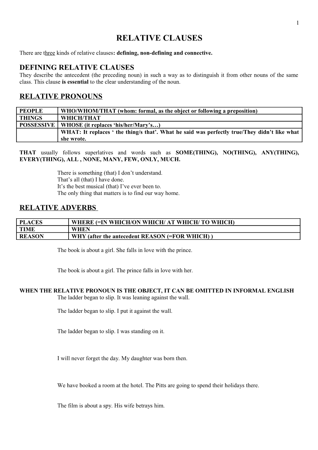 There Are Three Kinds of Relative Clauses : Defining, Non-Defining and Connective