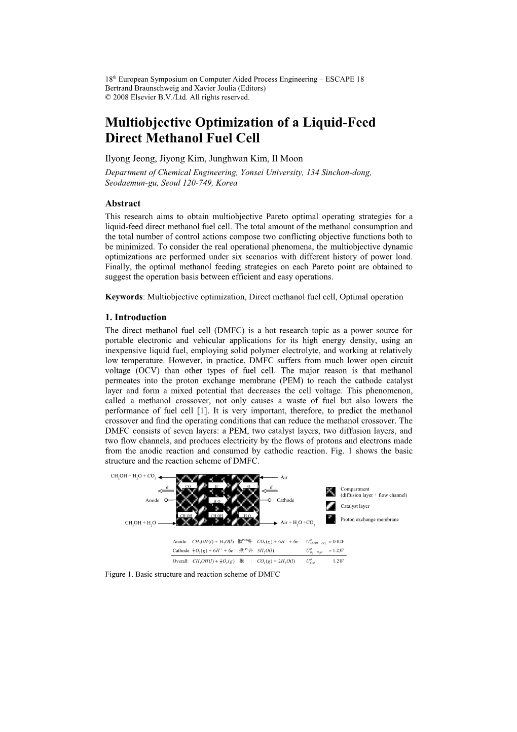 Multiobjective Optimization of a Liquid-Feed Direct Methanol Fuel Cell