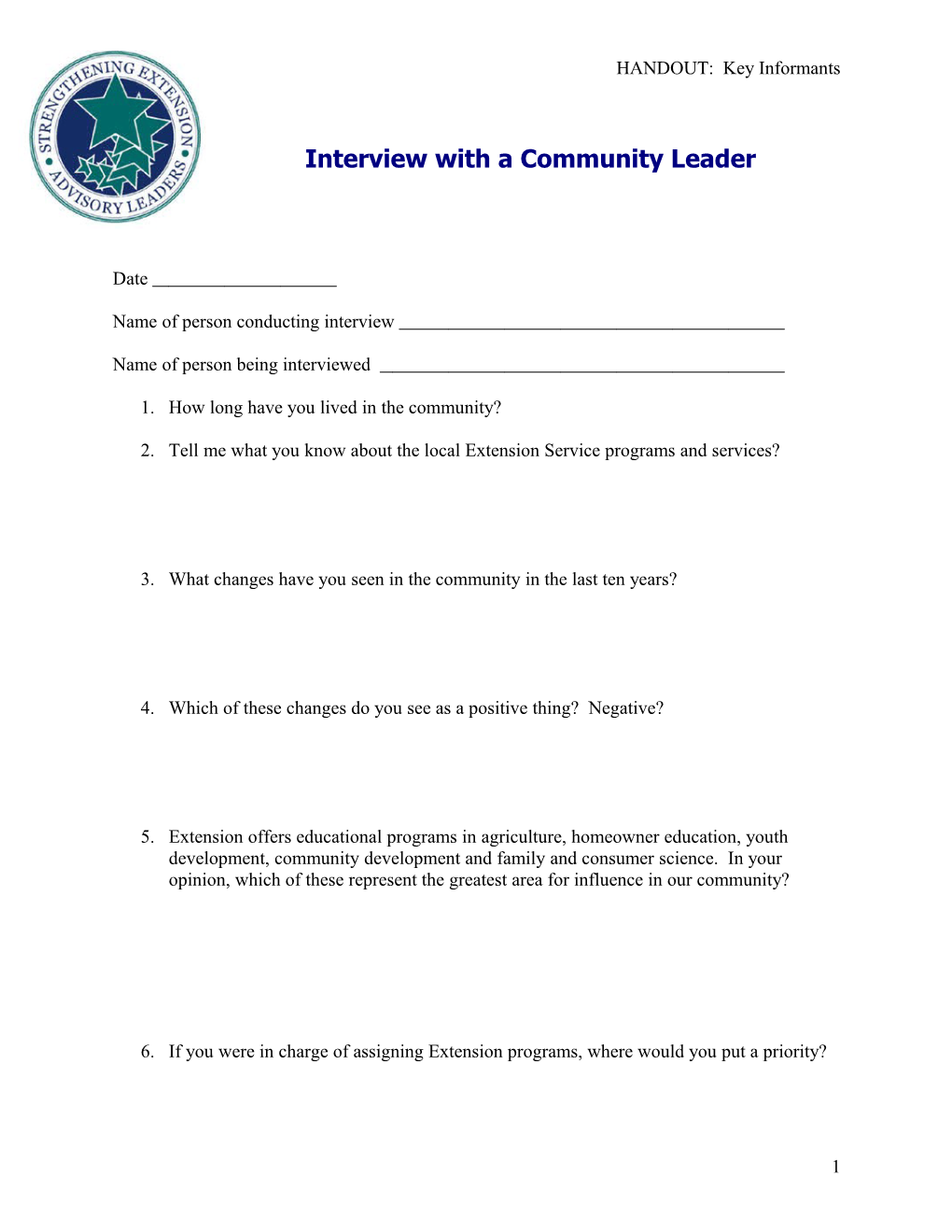 Interview with a Community Leader