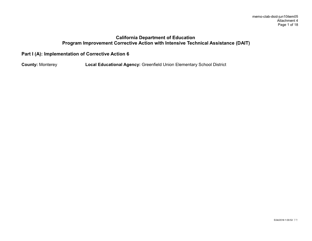June 2010 Memorandum Item 08 Attachment 4 - Information Memorandum (CA State Board of Education)