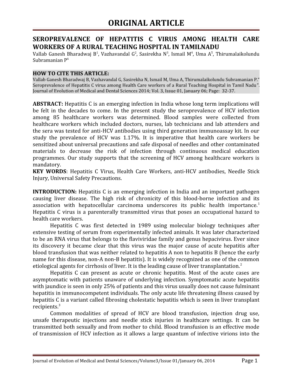 Seroprevalence of Hepatitis C Virus Among Health Care Workers of a Rural Teaching Hospital