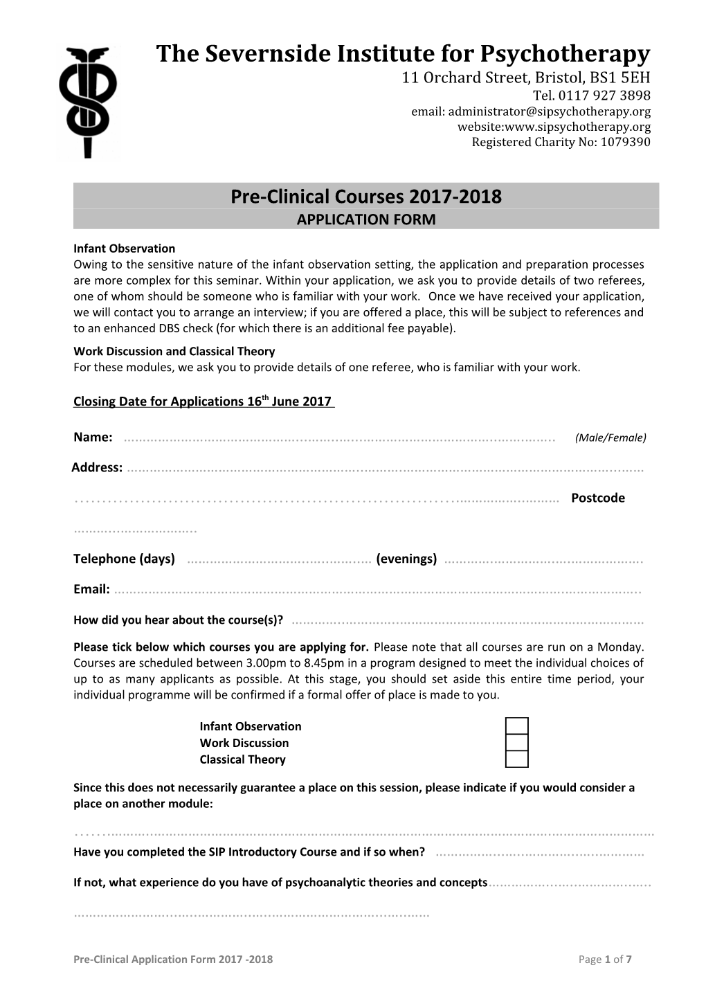 Pre-Clinical Courses 2017-2018