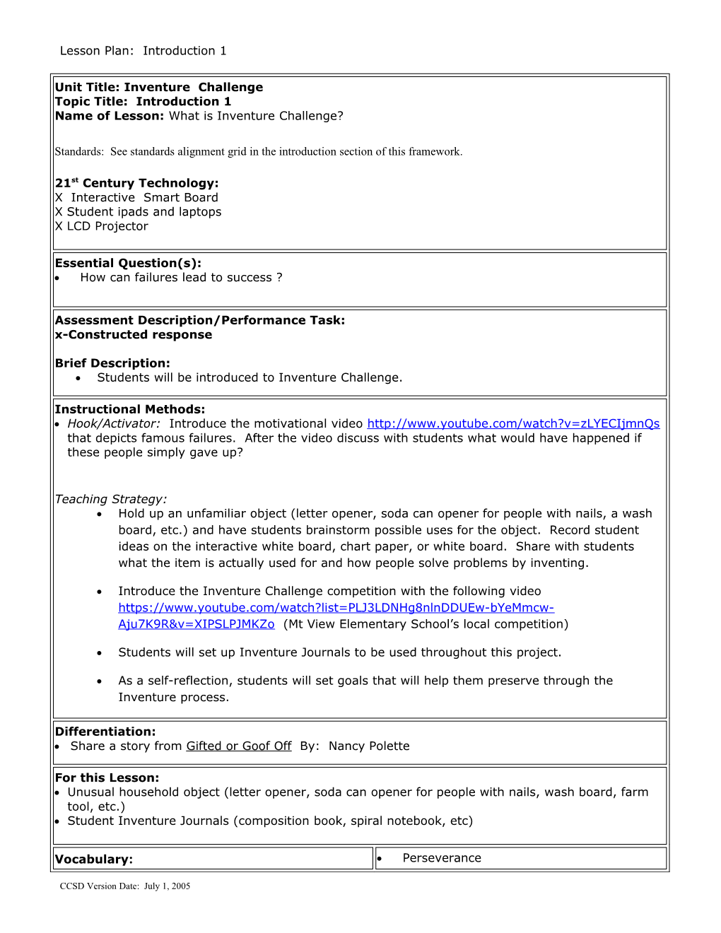 Lesson Plan Template Gifted Endorsement Class
