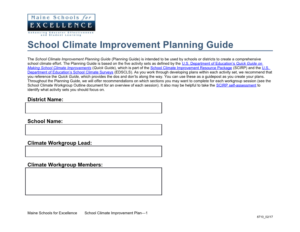 School Climate Improvement Planning Guide