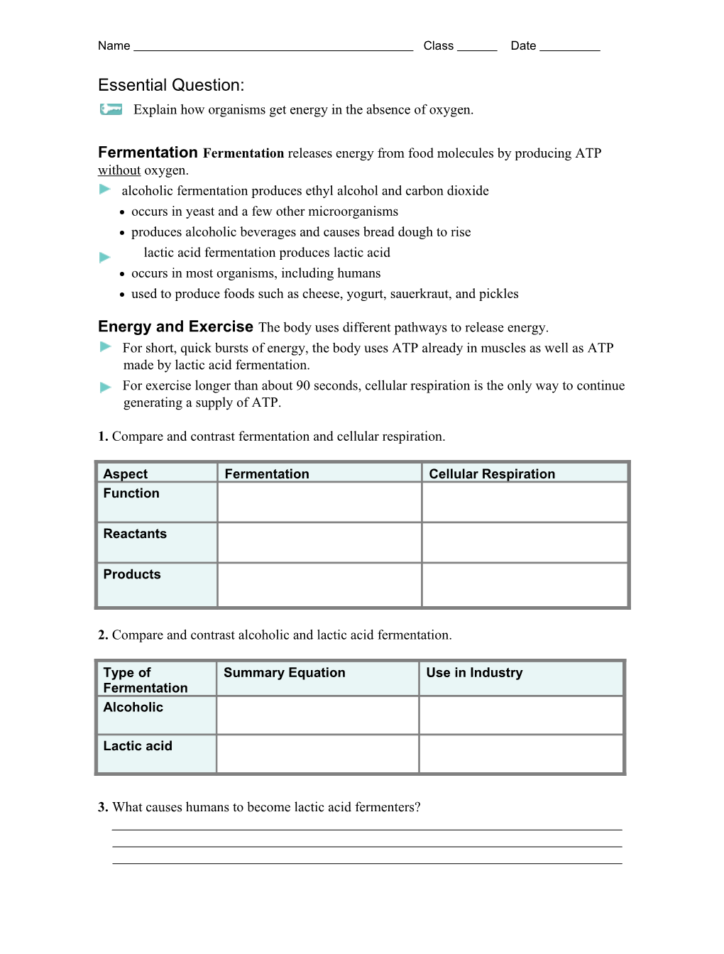 Fermentation Fermentation Releases Energy from Food Molecules by Producing ATP Without Oxygen