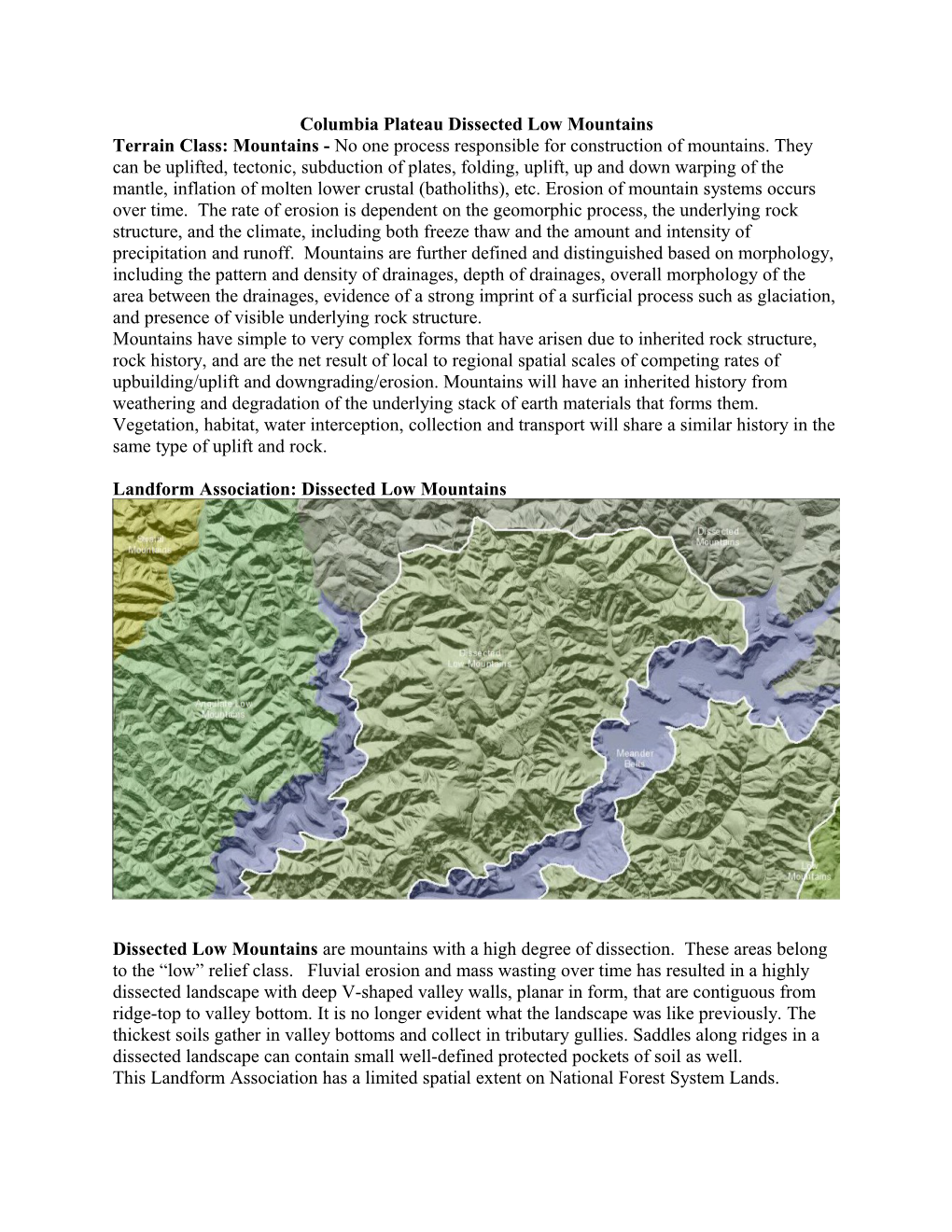 Columbia Plateau Dissected Low Mountains