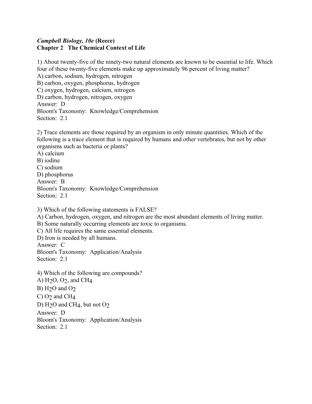 Chapter 2 the Chemical Context of Life s1