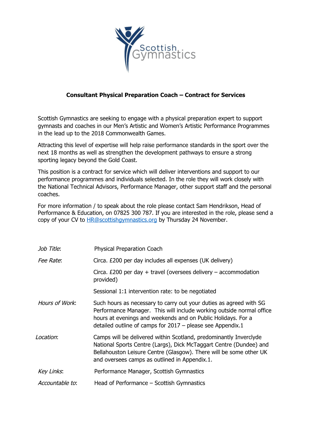Consultant Physical Preparation Coach Contract for Services