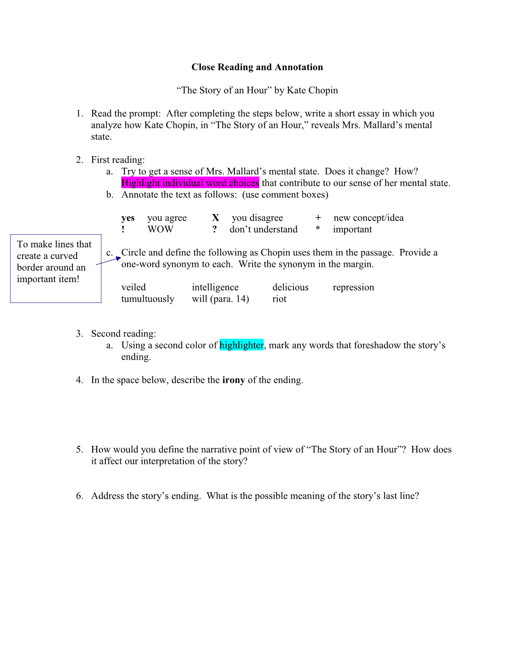 Close Reading and Annotation
