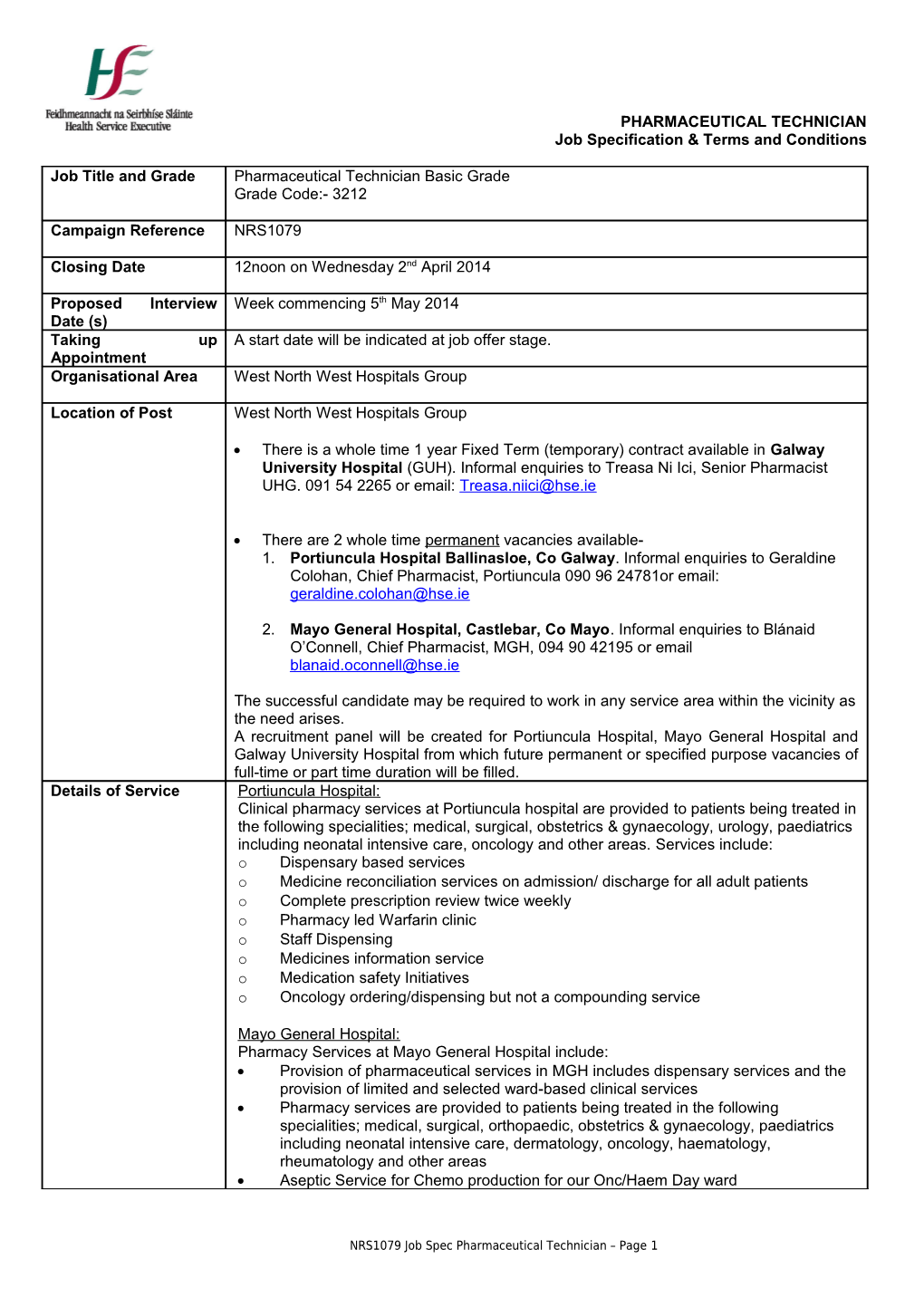 Job Specification & Terms and Conditions s1